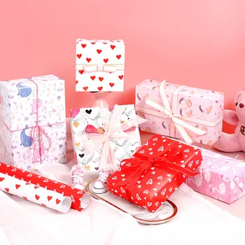 10шт Новой подарочной бумаги для упаковки подарков на День Святого Валентина, подарочной бумаги в виде сердца, оберточной бумаги для Рождественской подарочной коробки.