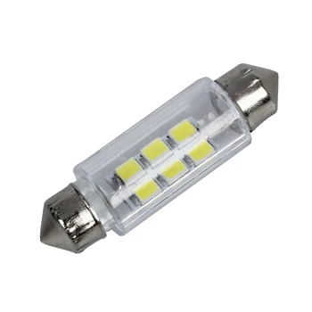 38 мм белый 6 SMD светодиодный светильник для салона автомобиля, лампа постоянного тока 12V