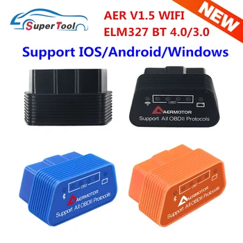 OBD2 ELM327 WI-Fi V1.5 ELM327 V1.5 Bluetooth 3,0/4,0 Автоматический сканер ELM 327 V1.5/1.5 Поддержка Wi-Fi/Bluetooth 4,0 для Android/IOS/ПК