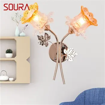 Настенные светильники SOURA Современные креативные светодиодные бра с двумя лампами в форме цветка для дома, спальни