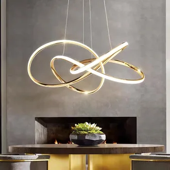 Позолоченные скандинавские современные светодиодные люстры Геометрическая линейная лампа для кухни гостиной столовой подвесной светильник lustre