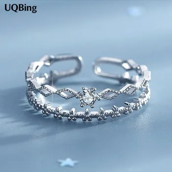 Серебряный двухслойный CZ Обручальные кольца с цирконием Для женщин, подарки для вечеринок, ювелирные изделия
